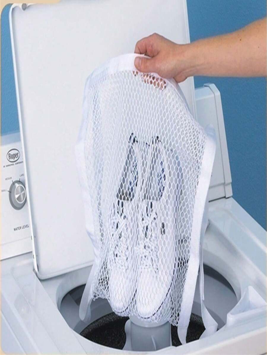 3-Pack Sneaker Drying Bags with Elastic Straps – Shoe Laundry Net for Washing Sneakers, White