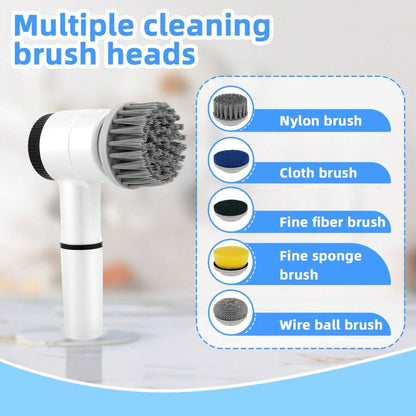 Cordless Electric Spin Scrubber with 5 Attachments – 1200mAh Powerful Cleaning Brush for Kitchen, Bathroom, and Windows