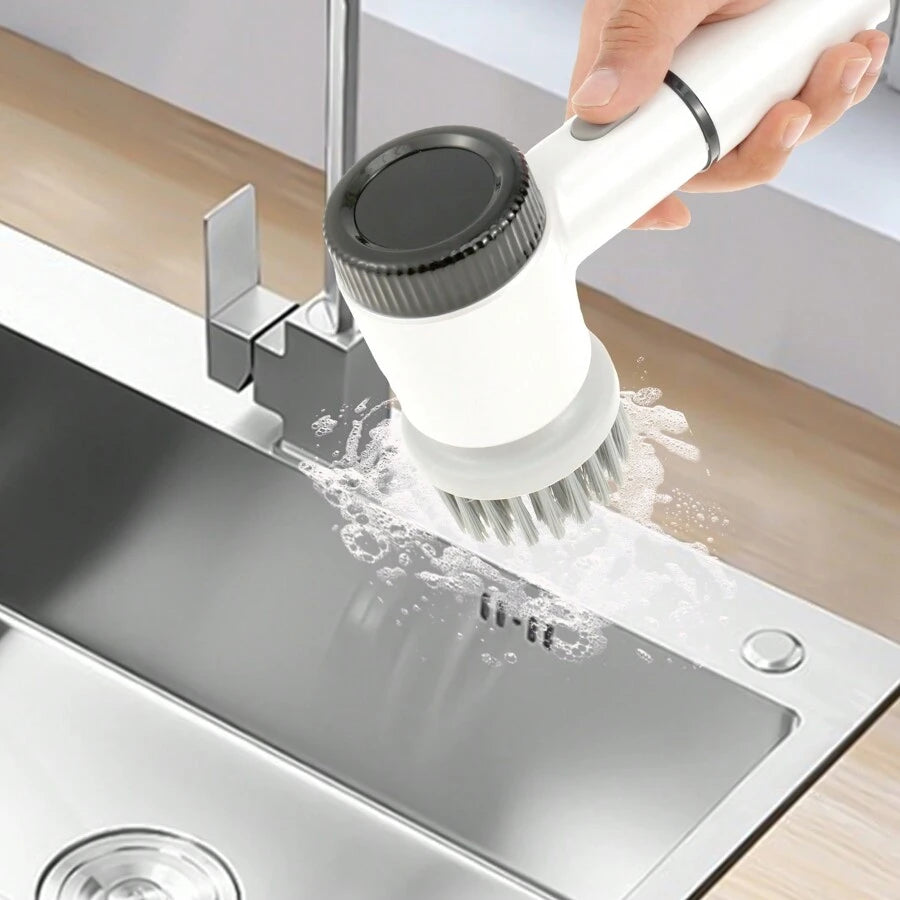 Cordless Electric Spin Scrubber with 5 Attachments – 1200mAh Powerful Cleaning Brush for Kitchen, Bathroom, and Windows