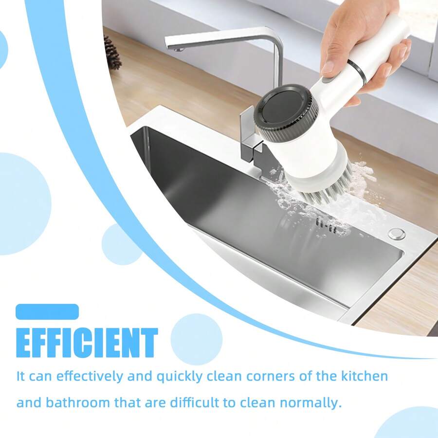 Cordless Electric Spin Scrubber with 5 Attachments – 1200mAh Powerful Cleaning Brush for Kitchen, Bathroom, and Windows