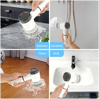 Cordless Electric Spin Scrubber with 5 Attachments – 1200mAh Powerful Cleaning Brush for Kitchen, Bathroom, and Windows