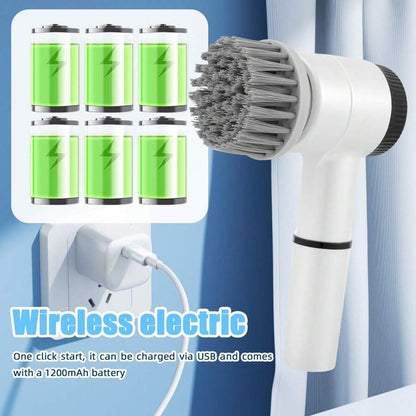 Cordless Electric Spin Scrubber with 5 Attachments – 1200mAh Powerful Cleaning Brush for Kitchen, Bathroom, and Windows