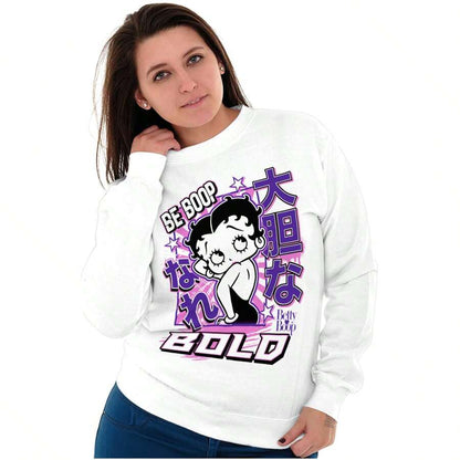 Betty Boop Be Bold Women Crewneck Sweatshirt, White