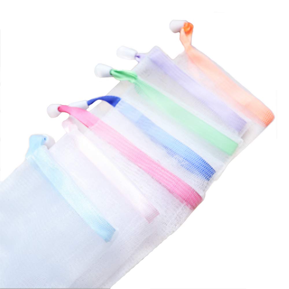 Soft Mesh Soap Bags for Shower - 7-Pack Drawstring Pouches for Foaming and Drying, Conveniently Hangable Soap Saver