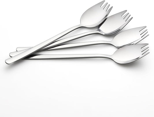 Spork for All, 4 PCS Spork Stainless Steel, Flatware Set Spork for Fruit Appetizer Dessert (7.4"L x 1.38"W) CA Ticaret