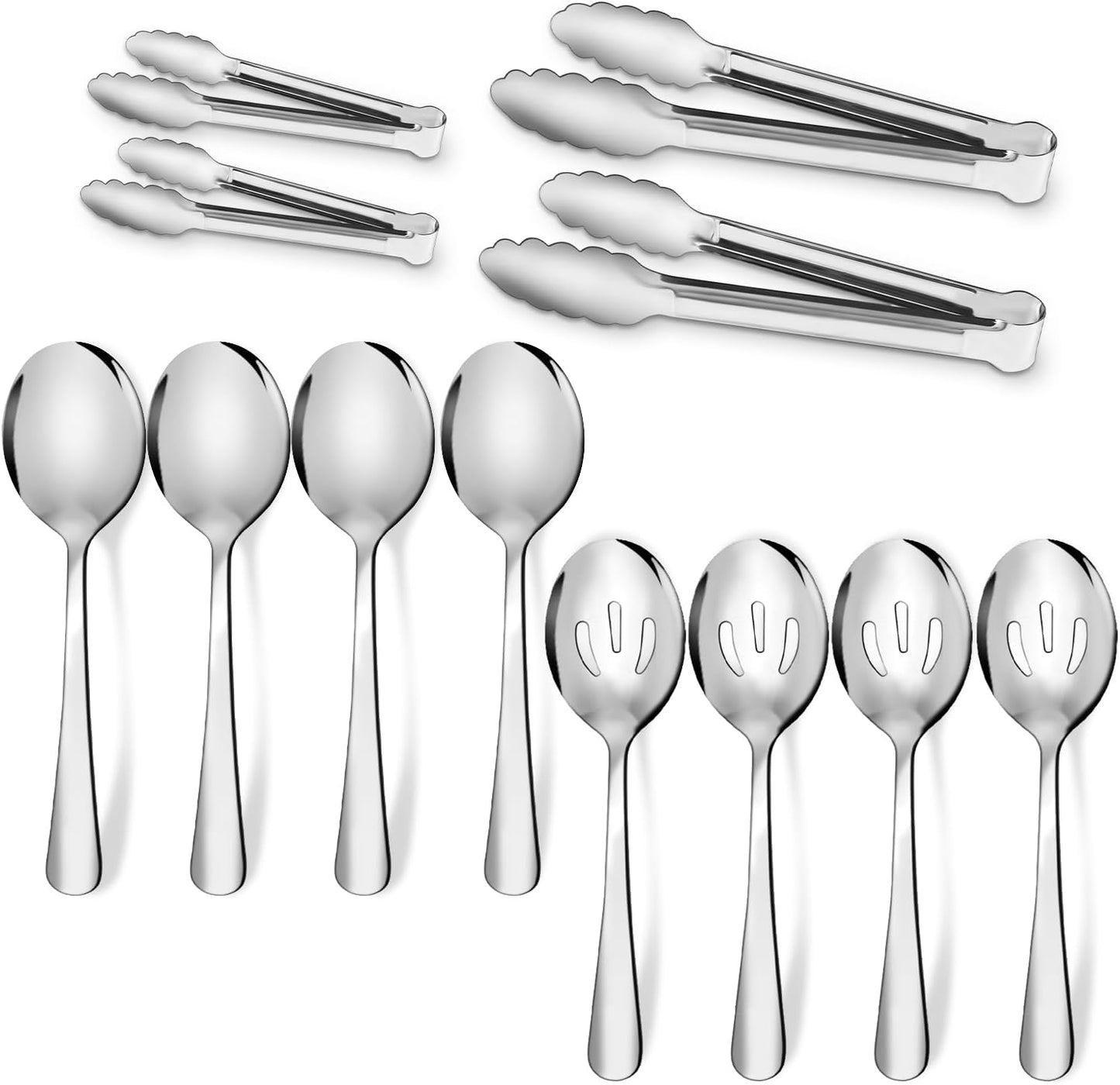 12 Piece Stainless Steel Serving Utensils, Serving Spoons, Slotted Spoons, Serving Tongs, Appetizer Tongs CA Ticaret