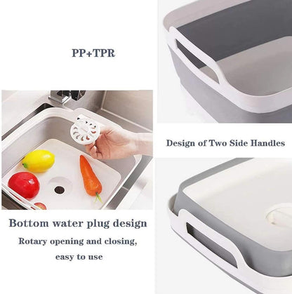 Collapsible Washing Up Bowl with Drain Plug & Carry Handles, Dish Basin, Storage, Portable, 9L CA Ticaret