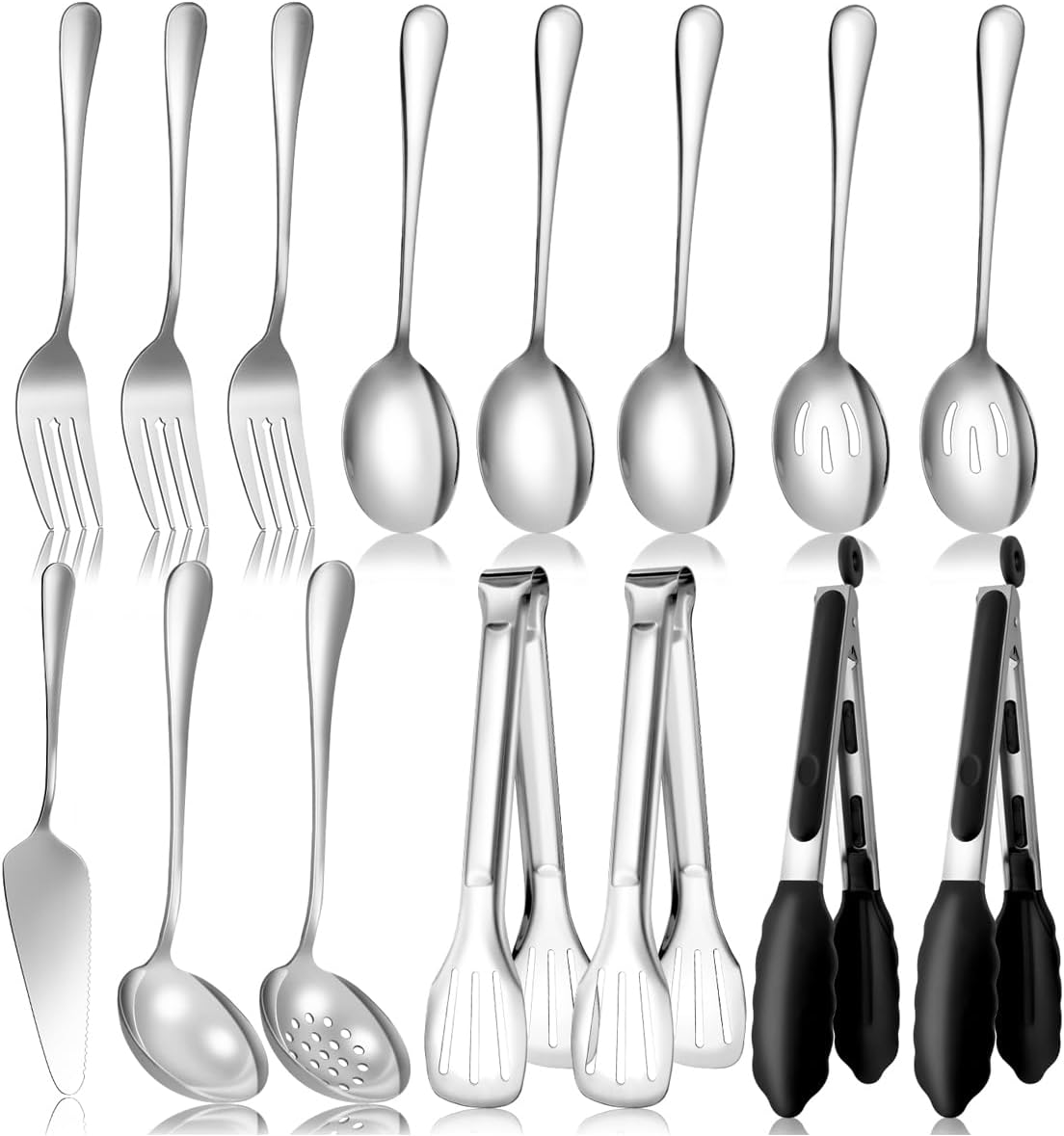 15 Piece Serving Set, Serving Spoons, Forks, Tongs, Soup & Skimmer Spoon, Slotted Spoons CA Ticaret