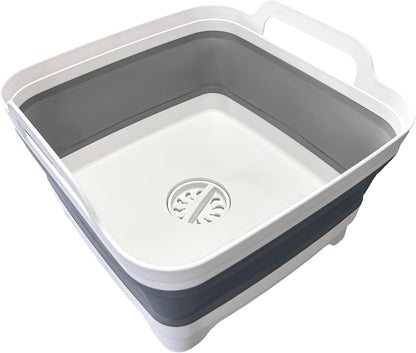 Collapsible Washing Up Bowl with Drain Plug & Carry Handles, Dish Basin, Storage, Portable, 9L CA Ticaret