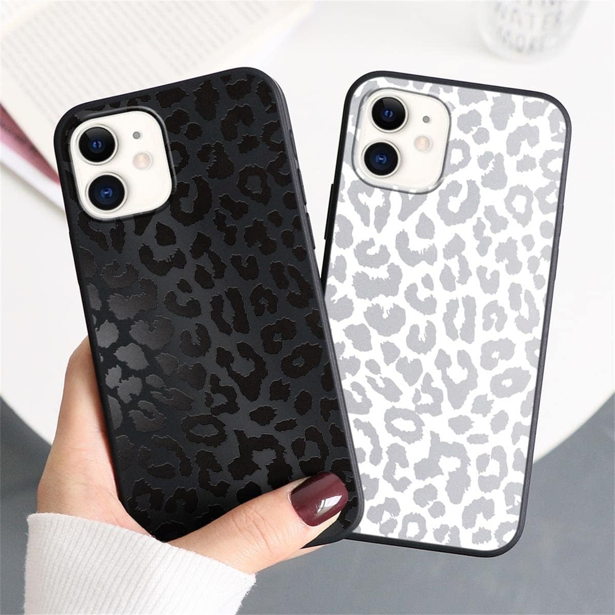 Leopard Print Phone Case - 2 Pack Cute Cheetah Print for Apple iPhone 11 6.1 Inch, Luxury Leopard Pattern Design Soft Silicone Slim TPU Shockproof Protective Bumper Cover for Women Girls - Black & White