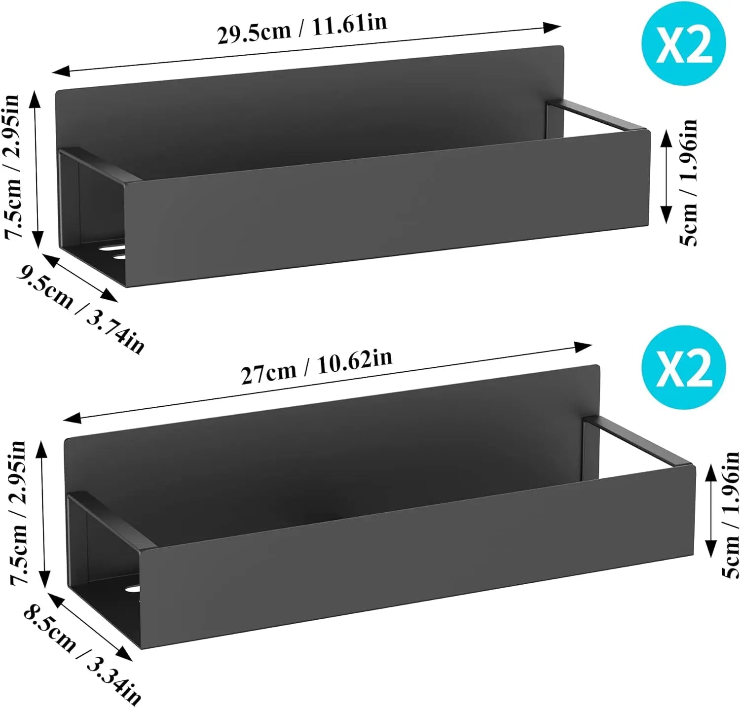 4 Pack Magnetic Spice Storage Rack Organizer for Refrigerator and Oven, Black Fridge Organizers and Storage CA Ticaret