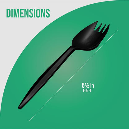 Sporks, Plastic Disposable Sporks 1000 Piece, Plastic Cutlery Spork (13.74 x 7.32 x 6.26 inches) CA Ticaret