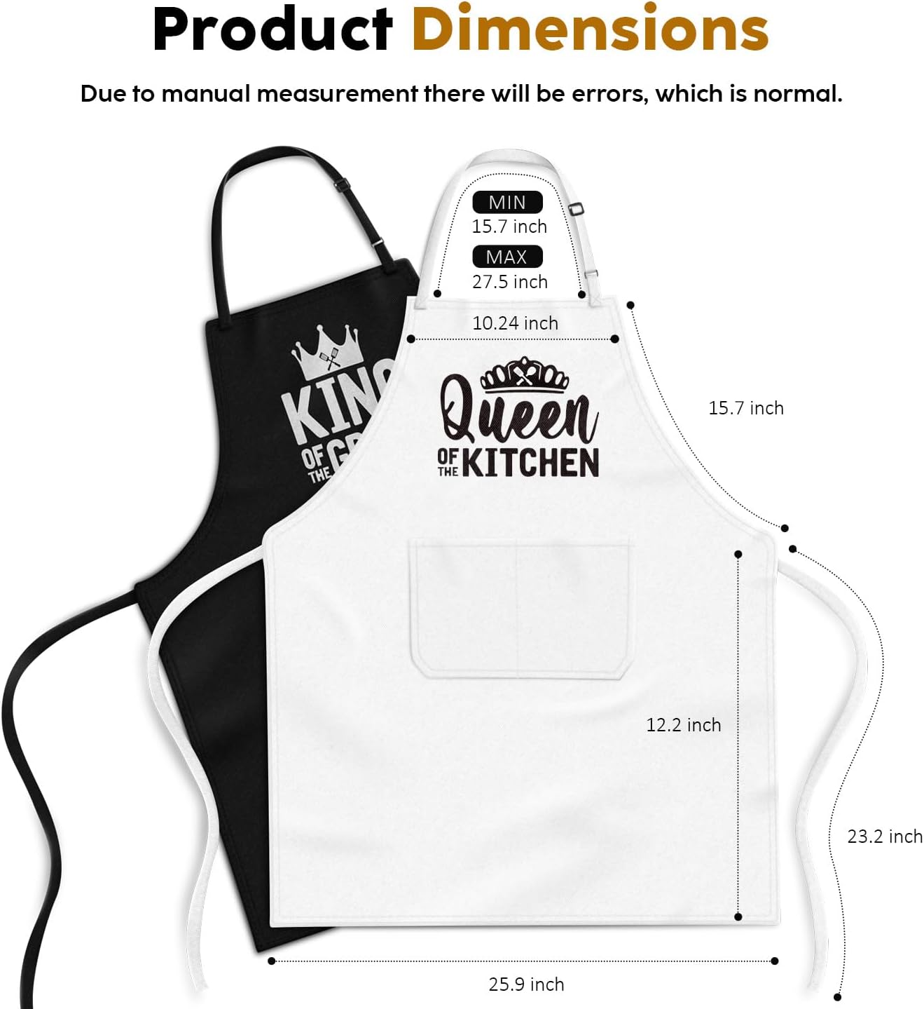 King & Queen Of The Kitchen Apron Set for Couples, Kitchen Gifts, Wedding Gifts, Couple Gifts CA Ticaret