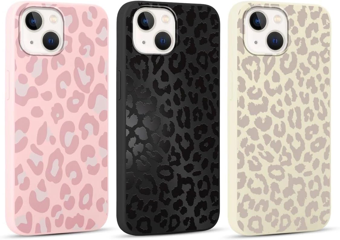 Leopard Print Phone Case - 3 Pack Cute Cheetah Print for iPhone 13/14 6.1" Phone Case, Soft Silicone Slim TPU Shockproof Protective Fundas for Women Girls