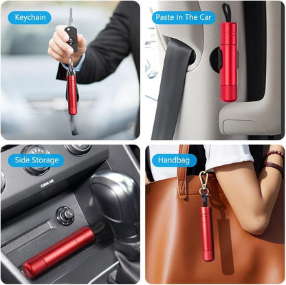 2-in-1 Emergency Escape Tool: Car Safety Hammer with Window Breaker and Seat Belt Cutter - Essential Life-Saving Device (Red)