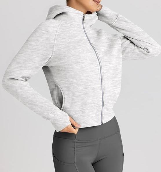 2024 Women's Cropped Zip-Up Hoodies – Casual Fleece Sweatshirts for Fall and Winter Y2K Style, Grey