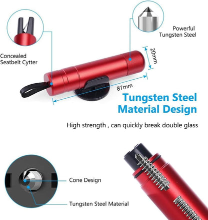 2-in-1 Emergency Escape Tool: Car Safety Hammer with Window Breaker and Seat Belt Cutter - Essential Life-Saving Device (Red)