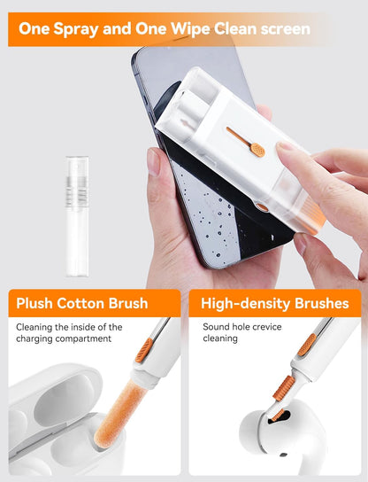 8-in-1 Cleaning Kit: Versatile Keyboard Cleaner with Phone Stand, Brush, and Pen for AirPods Pro, Laptops, Phones, Monitors, and Camera Lenses