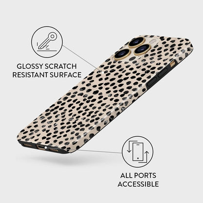 Phone Case Compatible with iPhone 14 PRO MAX - Wireless Charging Compatible Hybrid 2-Layer Hard Shell + Silicone Protective Case, Slim Fit with Leopard Print Phone Case Design, Heavy Duty Protection, Almond Latte