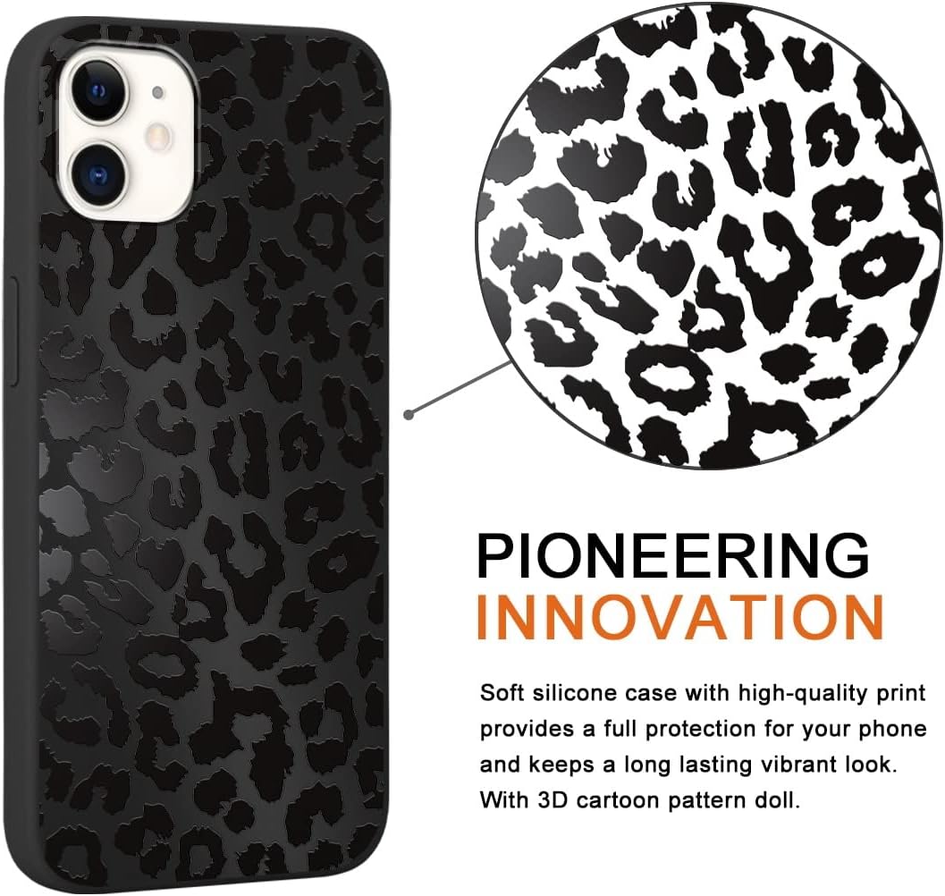 Leopard Print Phone Case - 2 Pack Cute Cheetah Print for Apple iPhone 11 6.1 Inch, Luxury Leopard Pattern Design Soft Silicone Slim TPU Shockproof Protective Bumper Cover for Women Girls - Black & White