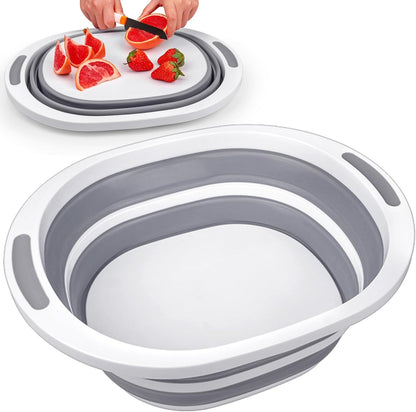 Collapsible Washing Up Bowl, 2 in 1 Dishpan & Cutting Board, Perfect for Camping, BBQ CA Ticaret