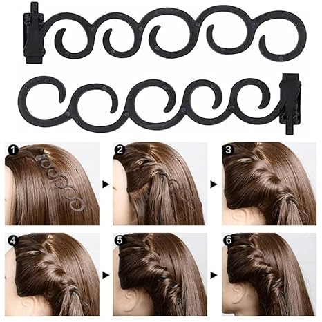 7-Piece Women's Hair Styling Kit - French Braid Tools and Accessories (Black)