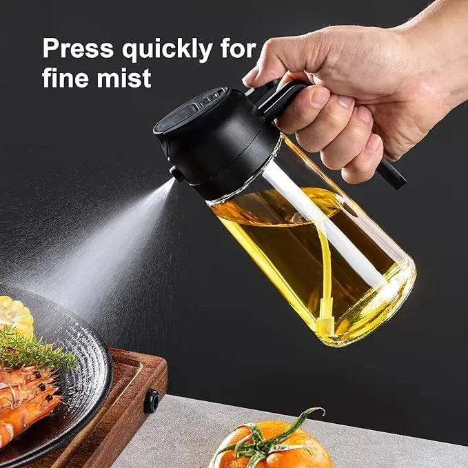 16oz Oil Dispenser Bottle for Kitchen - 2 in 1 Olive Oil Dispenser and Oil Sprayer - 470ml Olive Oil Bottle - Oil Sprayer for Cooking, Kitchen, Salad, Barbecue Black CA Ticaret