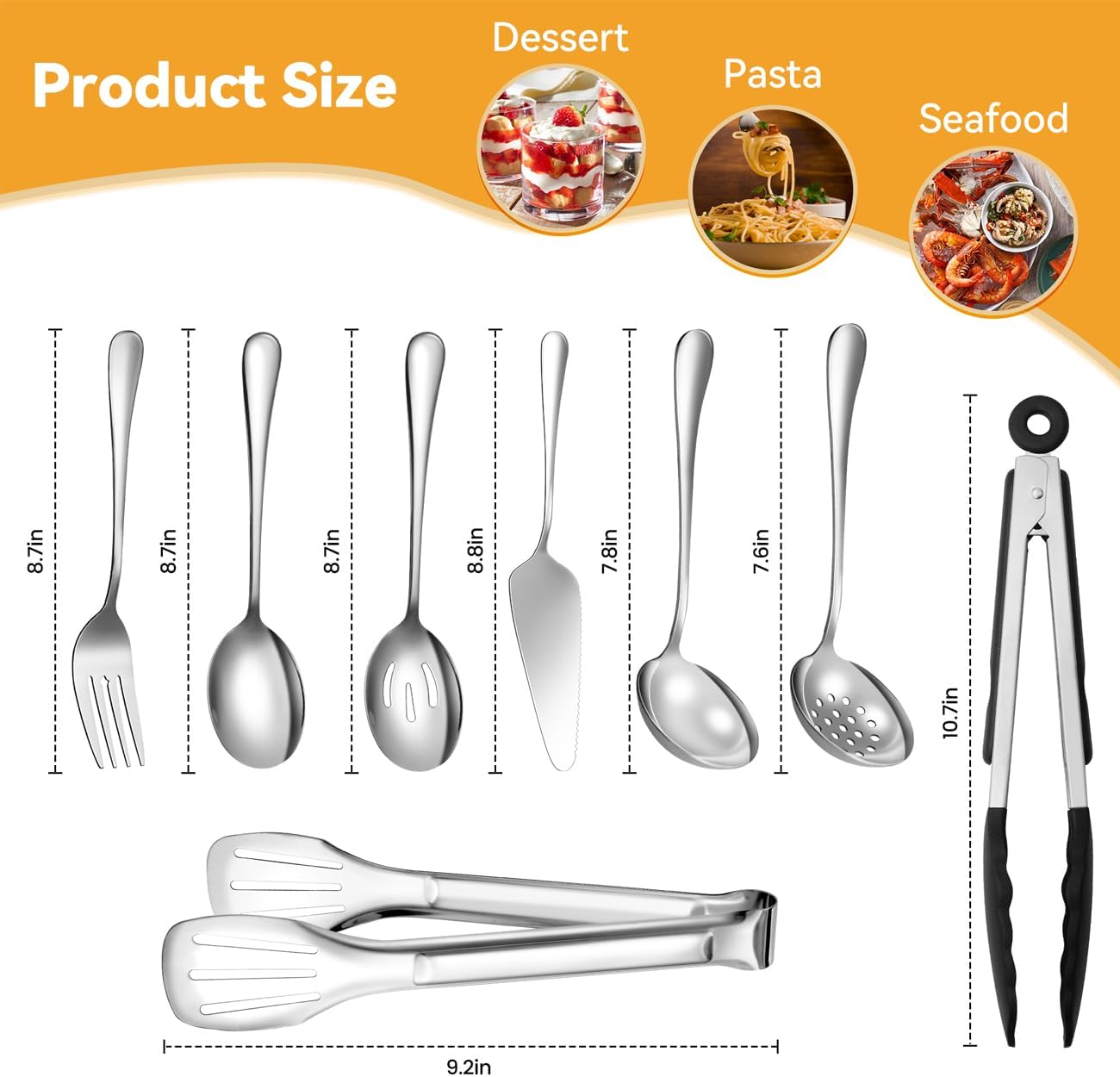 15 Piece Serving Set, Serving Spoons, Forks, Tongs, Soup & Skimmer Spoon, Slotted Spoons CA Ticaret