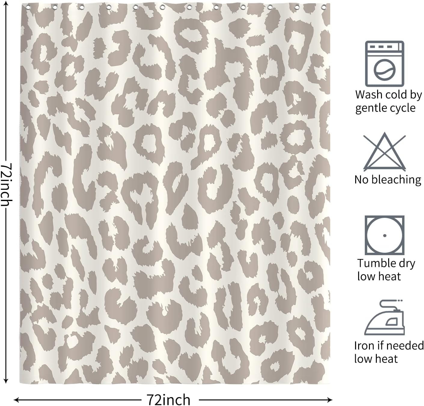 Cute Grey Leopard Shower Curtain - Modern Decorative Leopard Shower Curtain, Quick Dry Washable Durable Polyester Fabric 72" x 72"