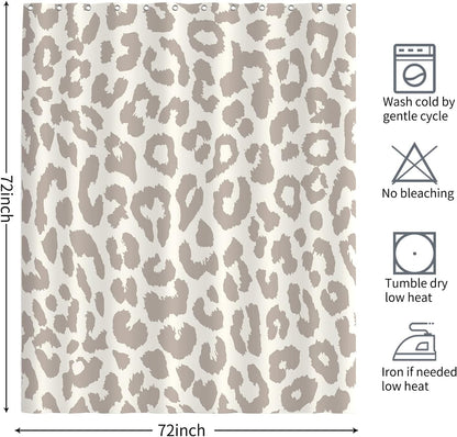 Cute Grey Leopard Shower Curtain - Modern Decorative Leopard Shower Curtain, Quick Dry Washable Durable Polyester Fabric 72" x 72"