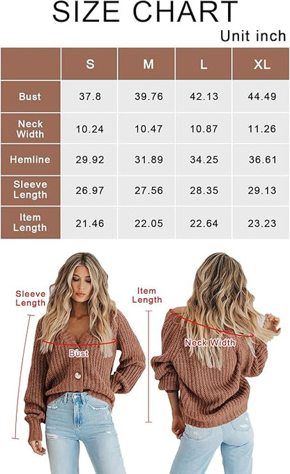 Women's Loose Fit Chunky Knit Open Front Cardigan – Long Sleeve Button-Up Sweater Coat, Apricot