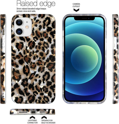 Leopard Print Phone Case - Case Compatible with iPhone 11 6.1-inch, Luxury Sparkle Translucent Clear Design, Soft Silicone Slim TPU Protective Cover for Girls Women (Bling)