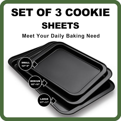 Baking Trays, 3 Pack Baking Trays Set, Baking Sheet for Oven, Non Toxic, Nonstick CA Ticaret