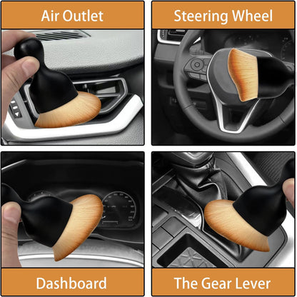 Soft Bristle Car Interior Dust Brush: Auto Detailing Tool for Air Vents, Leather, and Electronics - Scratch-Free Cleaning Accessory