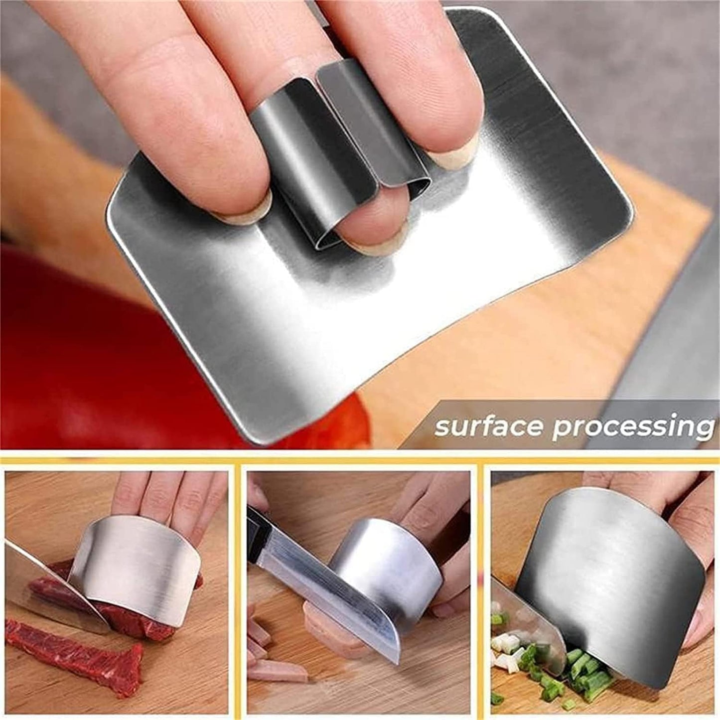 Stainless Steel Finger Guards (2 Pcs) - Safe Cutting and Slicing Kitchen Tool to Protect Your Fingers