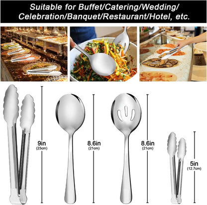 12 Piece Stainless Steel Serving Utensils, Serving Spoons, Slotted Spoons, Serving Tongs, Appetizer Tongs CA Ticaret