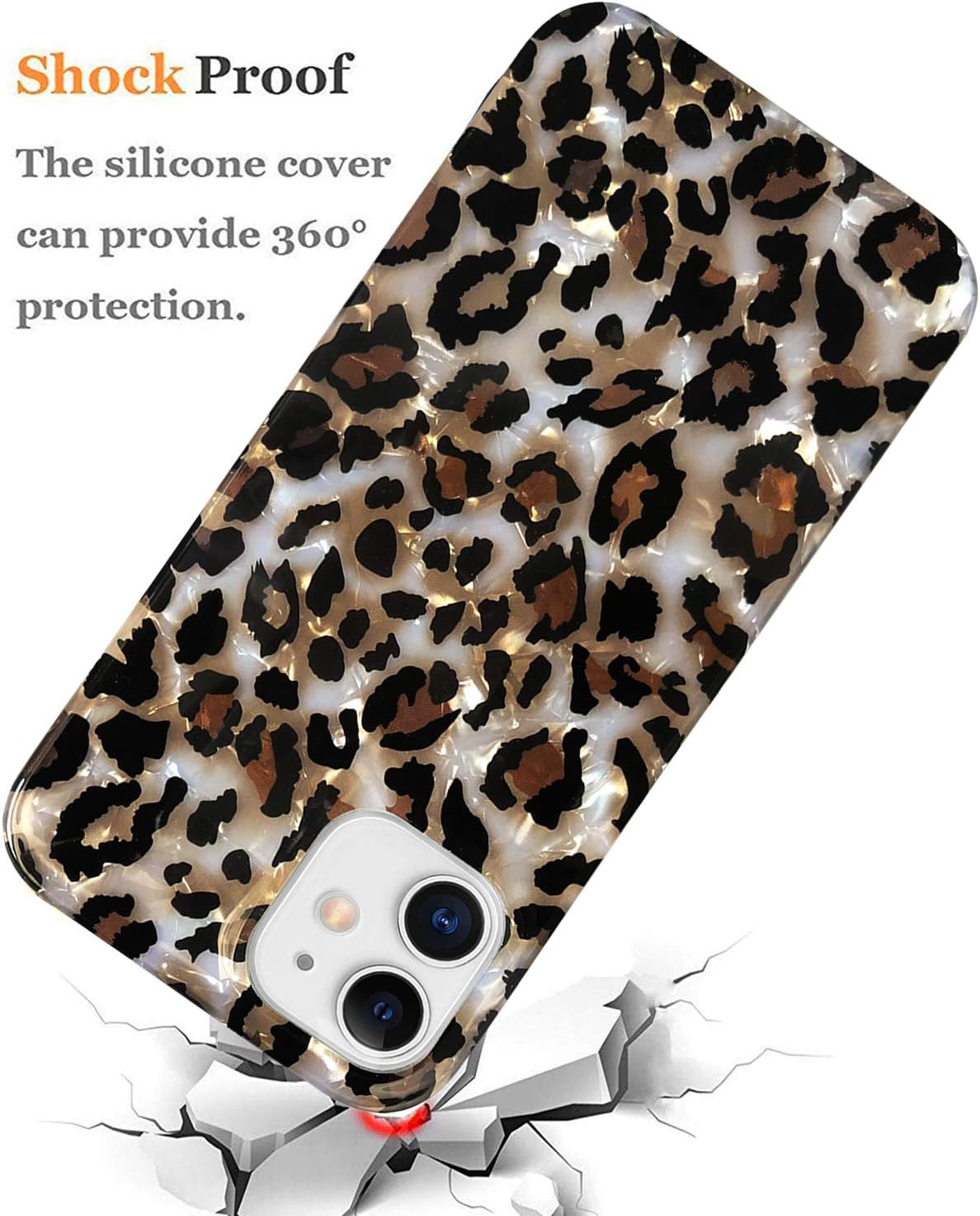 Leopard Print Phone Case - Case Compatible with iPhone 11 6.1-inch, Luxury Sparkle Translucent Clear Design, Soft Silicone Slim TPU Protective Cover for Girls Women (Bling)