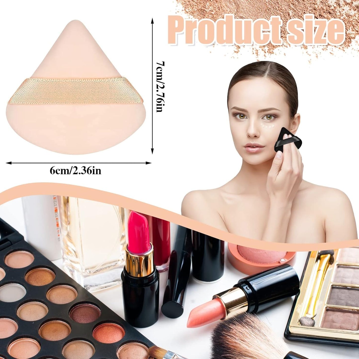 Ladies Makeup Tools, 6 Pieces Powder Puff Face Triangle Sponges for Loose and Setting Powder, Perfect for Flawless Beauty