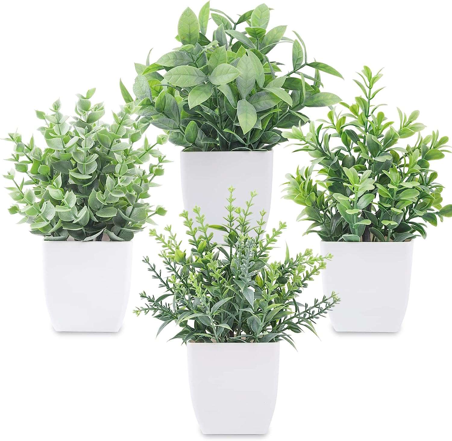 4 Packs Fake Plants Mini Artificial Greenery Potted Plants for Home Decor Indoor Office Table Room Farmhouse CA Ticaret