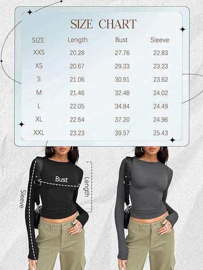 Women's Black Long Sleeve Slim Fit Crop Top - Cute Y2K Fall/Winter Essentials for Teens 2024