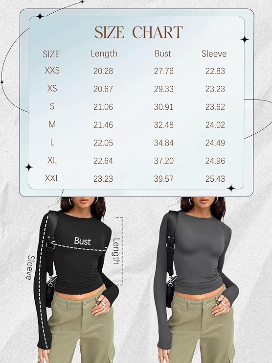 Women's White Long Sleeve Slim Fit Crop Top - Cute Y2K Fall/Winter Essentials for Teens 2024