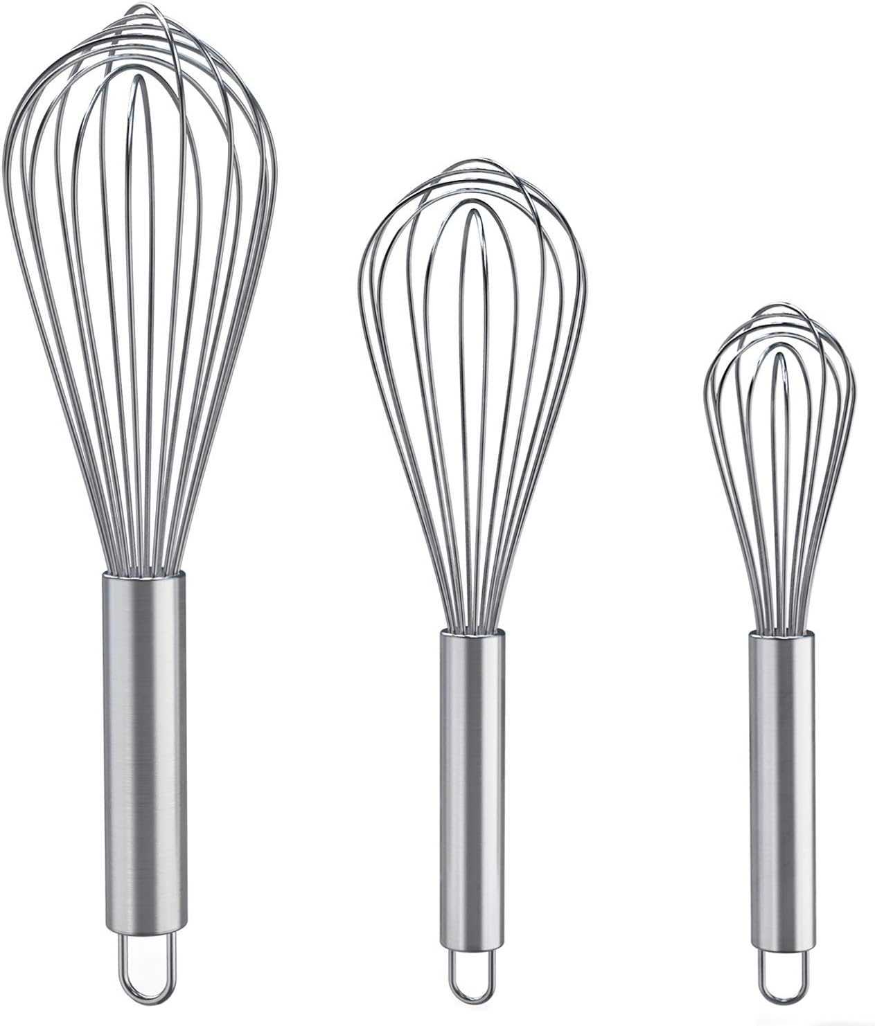 Balloon Whisk, 3 Pack, Stainless Steel, 8+10+12 Inches Whisk Set CA Ticaret