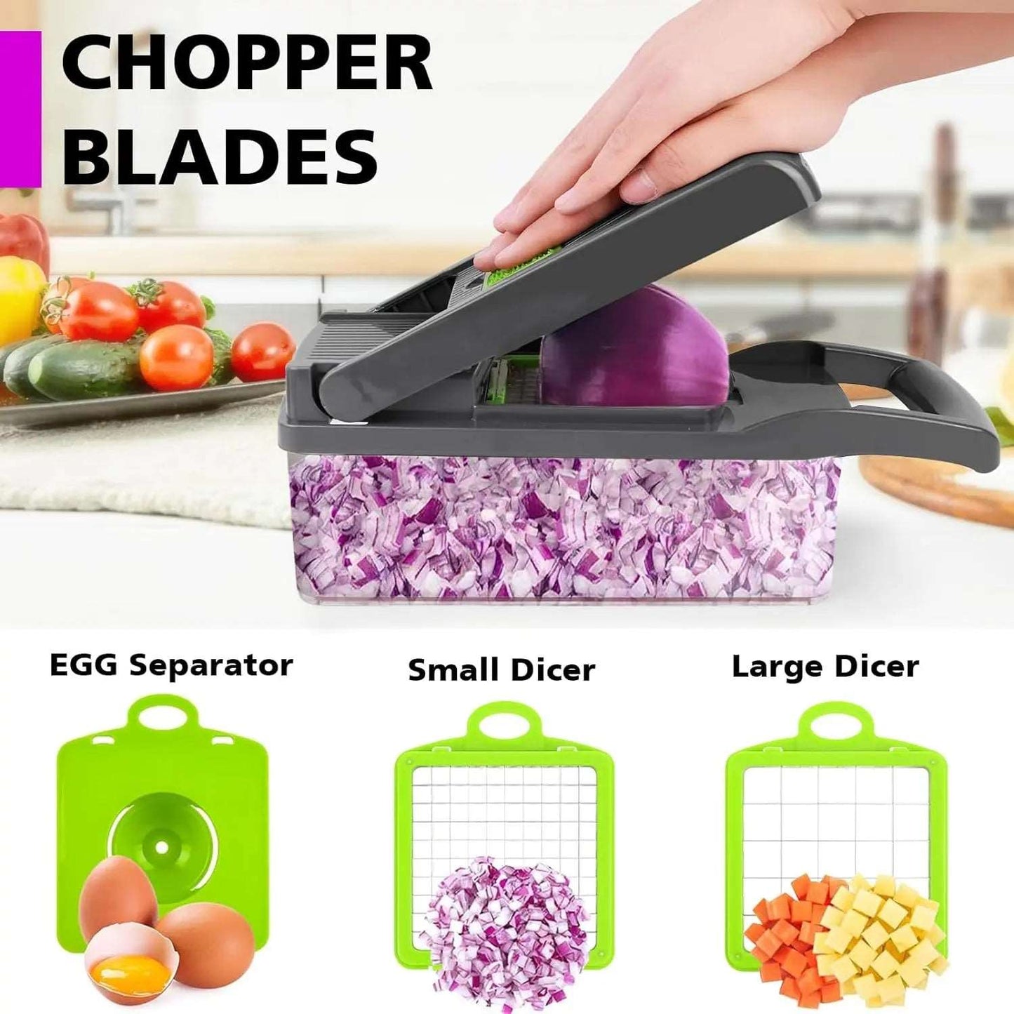 Vegetable Chopper, Pro Onion Chopper, Multifunctional 13 in 1 Food Chopper, Kitchen Vegetable Slicer Dicer Cutter,Veggie Chopper With 8 Blades,Carrot and Garlic Chopper With Container CA Ticaret