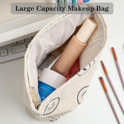 Small Makeup Bag, Cute Makeup Bag, Full Beige Toiletry Bag for Women Wravel Essentials