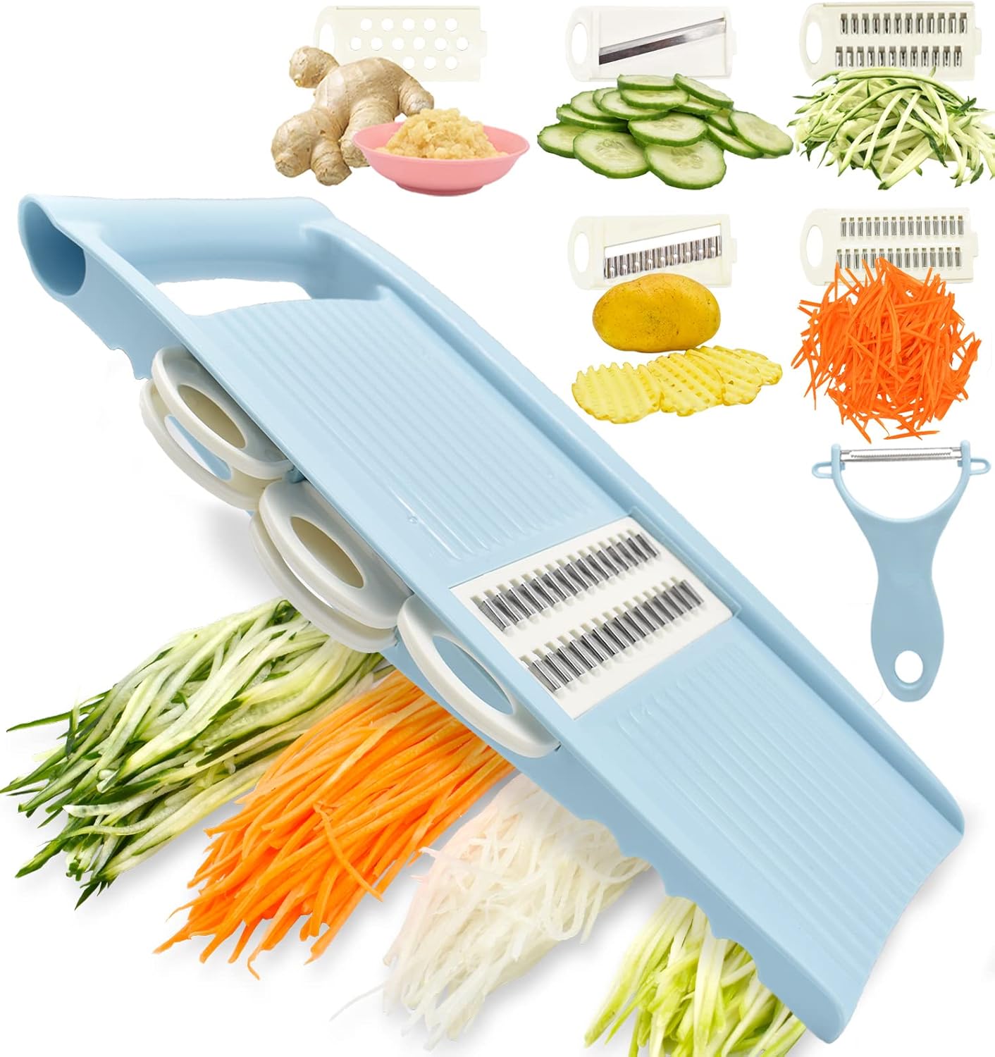 Mandoline Slicer, Vegetable Slicer and Cutter for Kitchen, 5 in 1 Mandoline Slicer (11"L x 4.3"W x 1.18"H) CA Ticaret