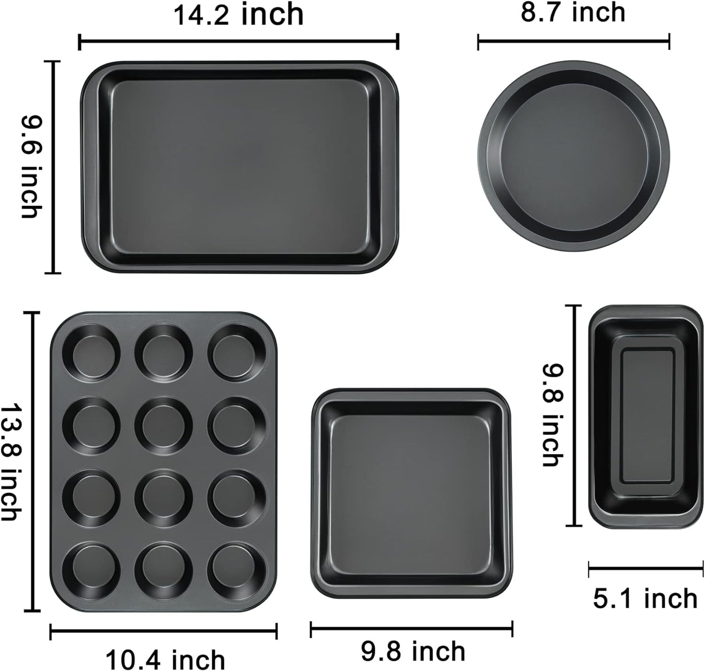 Baking Trays Set, 5 Pack Baking Pan, for Oven, Perfect for Muffin, Cake, Loaf, Roast CA Ticaret