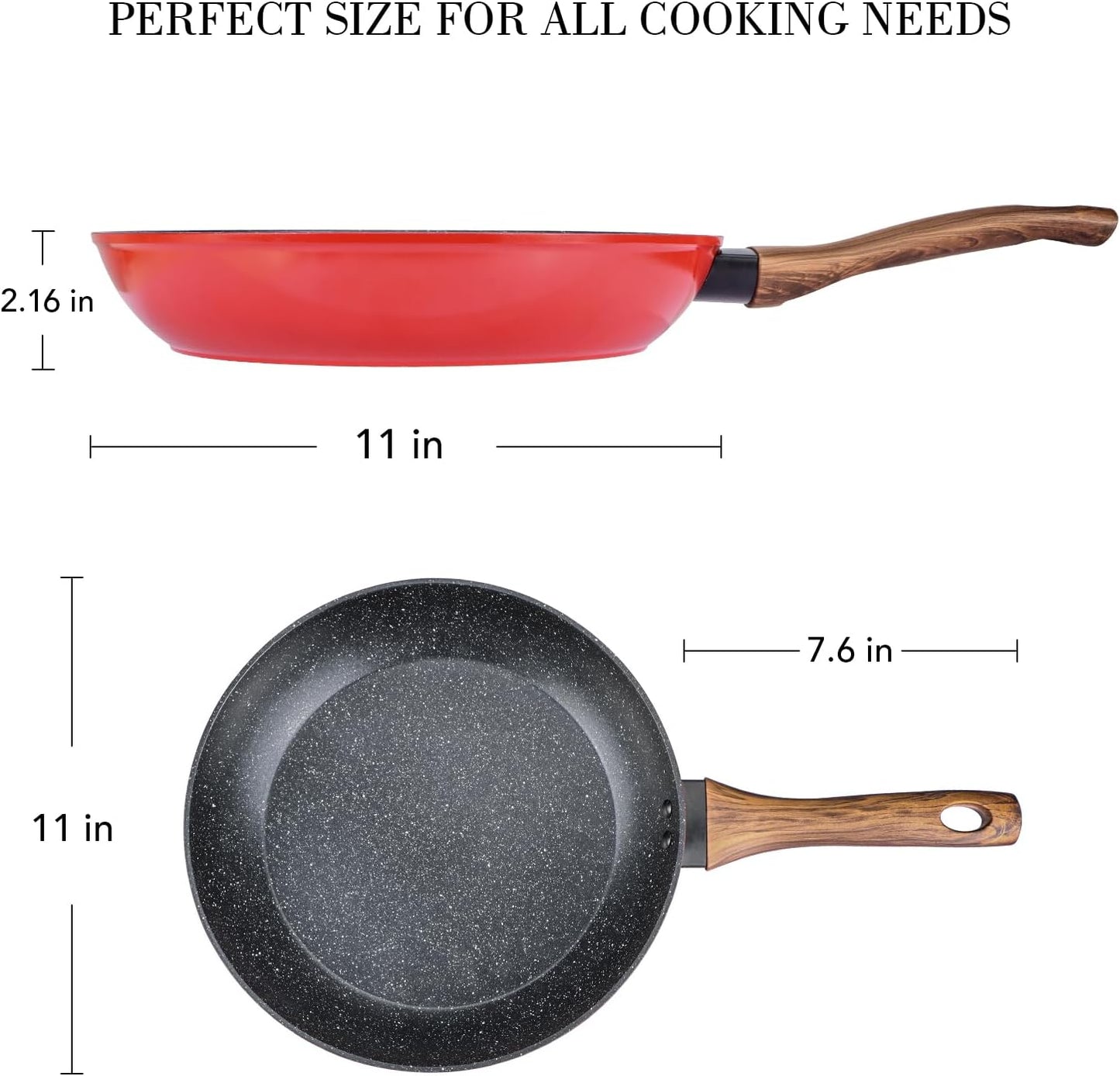 Frying Pan, Nonstick Granite Coating Pan, PFOA Free Healthy Omelette Pan, Dishwasher Safe Skillet (11") CA Ticaret