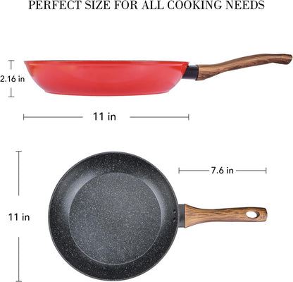 Frying Pan, Nonstick Granite Coating Pan, PFOA Free Healthy Omelette Pan, Dishwasher Safe Skillet (11") CA Ticaret