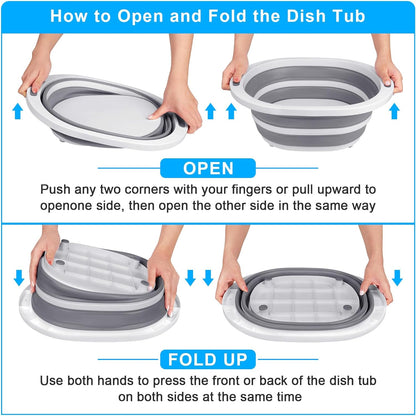 Collapsible Washing Up Bowl, 2 in 1 Dishpan & Cutting Board, Perfect for Camping, BBQ CA Ticaret