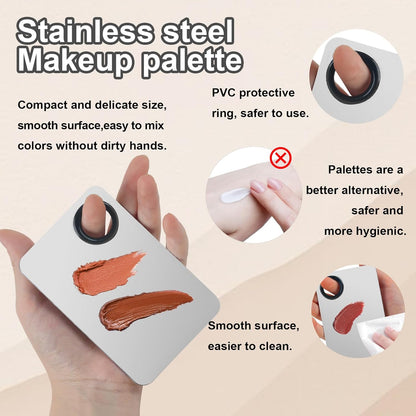 Ladies Makeup Tools: 5pcs Korean Makeup Spatula Set with Stainless Steel Foundation Spatula and Acrylic Cosmetic Mixing Palette for Effortless Beauty Application